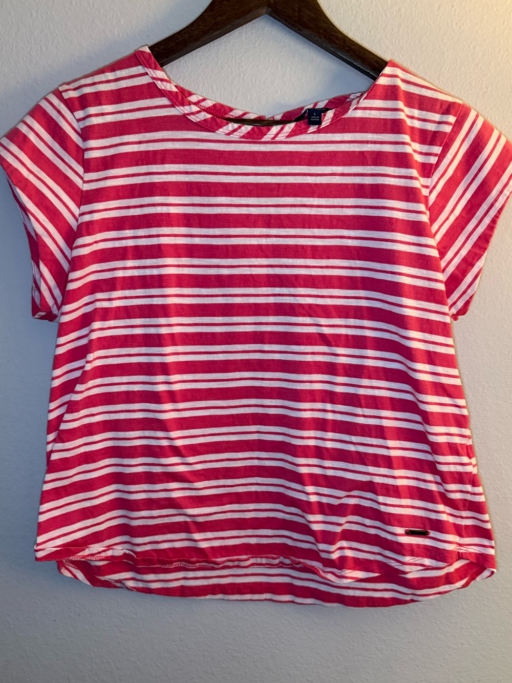 Nautica Pink and White Striped Short Sleeve Tee